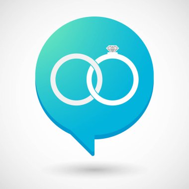 İzole komik balon ile bağlanmış iki alyans