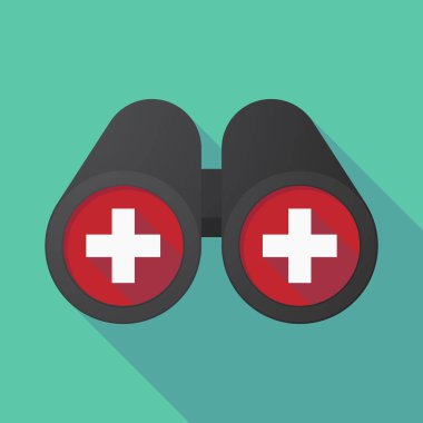 Uzun gölge dürbün ile İsviçre bayrağı