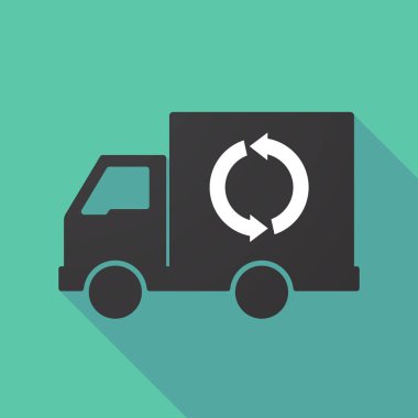 Uzun gölge kamyon bir yuvarlak geri dönüşüm işareti ile