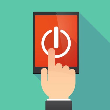 Uzun gölge tablet Pc ile bir kapama düğmesi