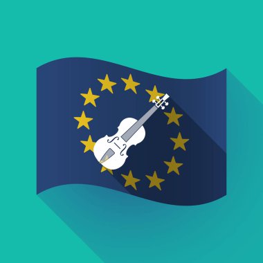 uzun bir keman ile gölge AB bayrağı