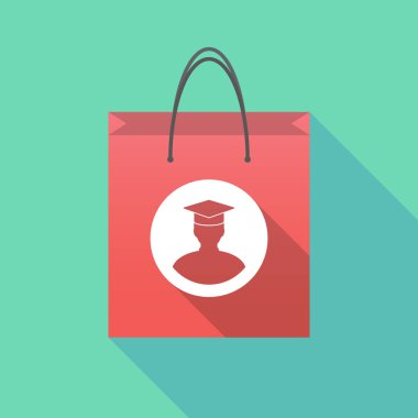 Uzun bir öğrenciyle gölge alışveriş çantası