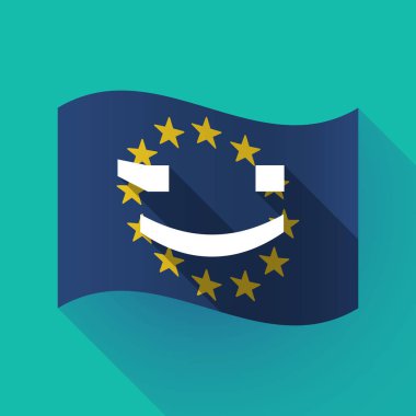 uzun gölge AB bayrağı wink metin yüz ifade ile