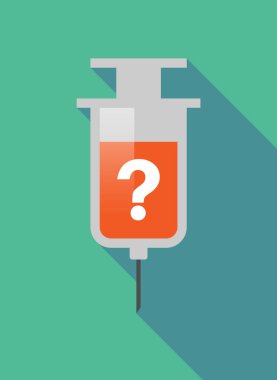 Long shadow  syringe with a question sign clipart
