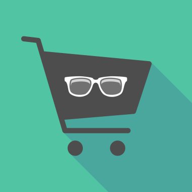 Alışveriş sepeti bir gözlük ile uzun gölge
