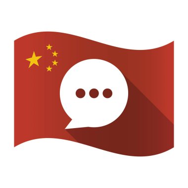 Komik bir balon ile izole Çin bayrağı