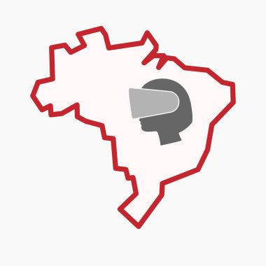 Bir sanal giyen bir kadın baş ile izole Brezilya harita realit