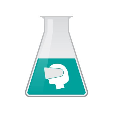 Sanal bir re giyen bir kadın kafa ile izole kimyasal şişesi