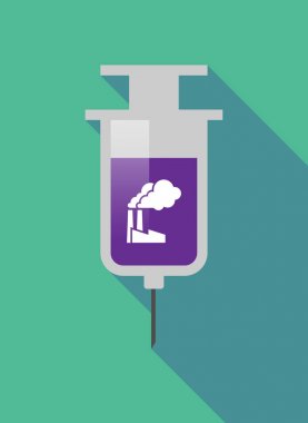 Uzun gölge şırınga ile bir fabrika