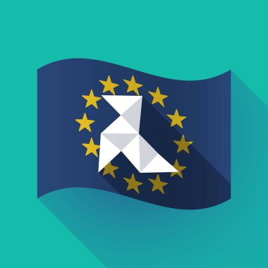 uzun gölge AB bayrağı ile bir kağıt kuş