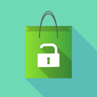 Uzun gölge alışveriş çantası ile bir açık kilit yastık