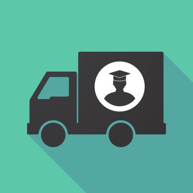 Bir öğrenci ile uzun gölge kamyon