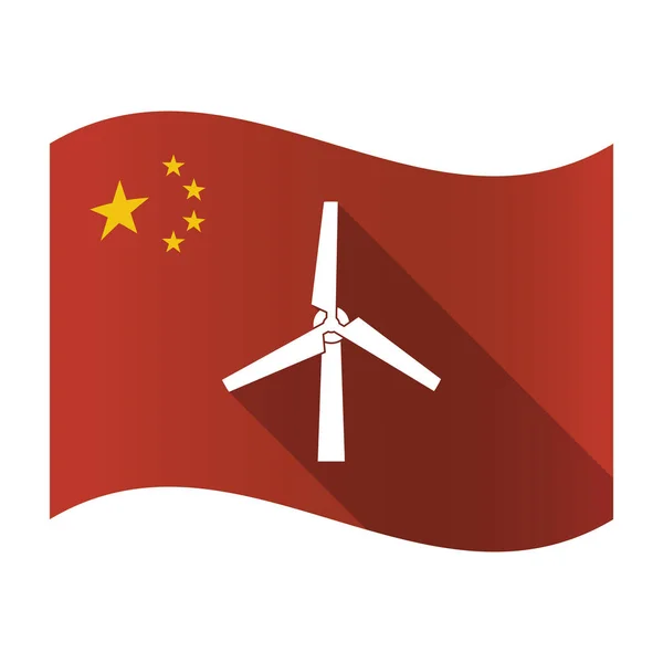 Bandiera isolata della Cina con una turbina eolica — Vettoriale Stock