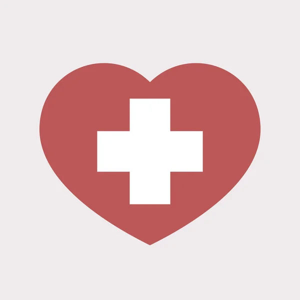 Coeur isolé avec signe de pharmacie — Image vectorielle