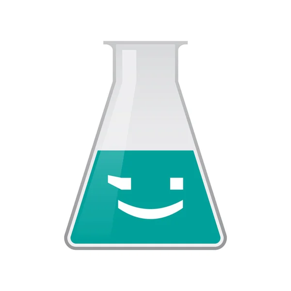 Frasco químico aislado con un emoticono de cara de texto guiño — Archivo Imágenes Vectoriales