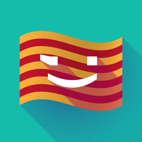 Bandera de Cataluña de sombra larga con un guiño emoticono cara de texto — Vector de stock