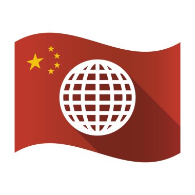 İzole Çin bayrağı dünya Küre