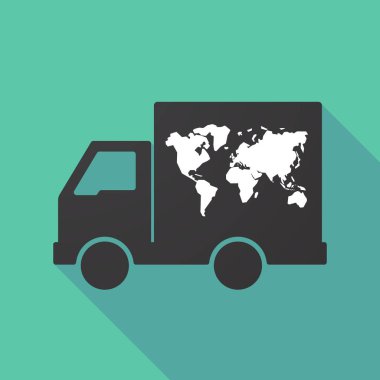 Uzun gölge kamyon ile bir Dünya Haritası