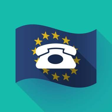 uzun gölge AB bayrağı retro telefon ile kayıt