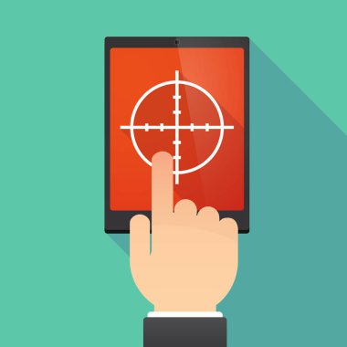 Uzun gölge tablet Pc ile bir artı