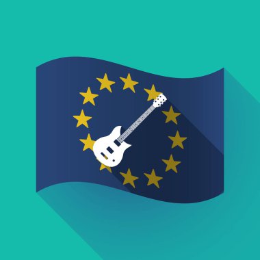 uzun bir elektro gitar ile gölge AB bayrağı