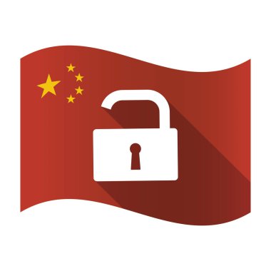 Bir açık kilit pad ile izole Çin bayrağı
