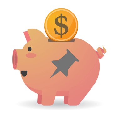 Bir iğneye ile izole piggy banka
