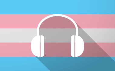 Uzun gölge trans cinsiyet bayrak bir kulaklık ile