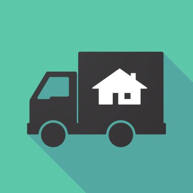 Uzun gölge kamyon bir ev ile