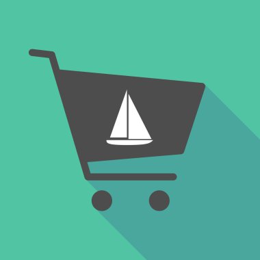 Alışveriş sepeti bir gemi ile uzun gölge