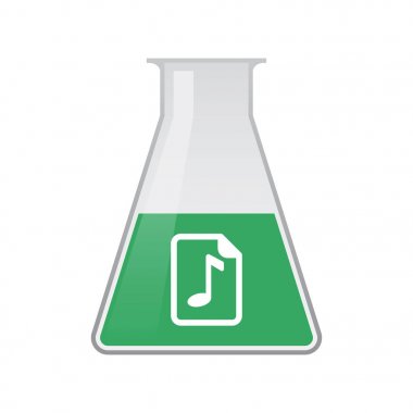 Bir müzik puanı simgesiyle izole kimyasal şişesi