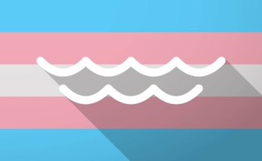 Uzun gölge trans cinsiyet bayrak bir su ile kayıt