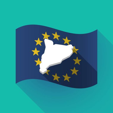uzun gölge AB bayrağı ile Catalonia Haritası