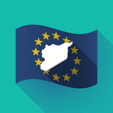 uzun gölge AB bayrağı ile Suriye Haritası