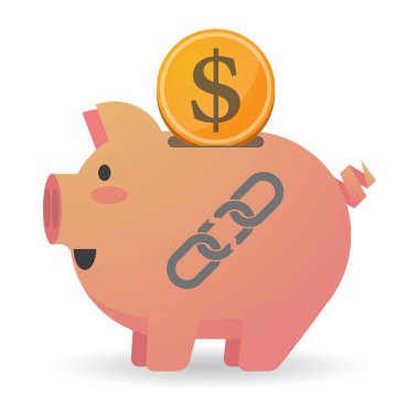 Kırık bir zincir ile izole piggy banka