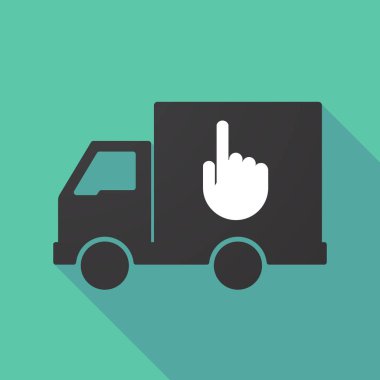 İşaret eden bir ele uzun gölge kamyonla