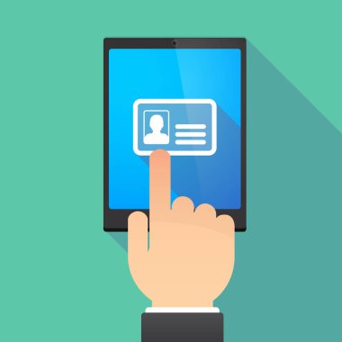 Uzun gölge tablet Pc ile kimlik kartı