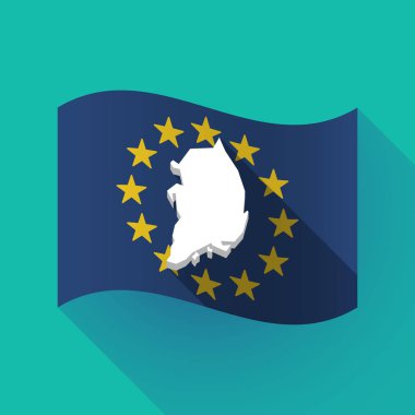 uzun gölge AB bayrağı ile Güney Kore Haritası