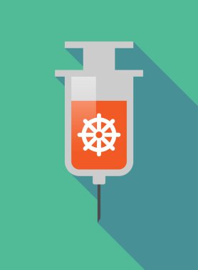 Uzun gölge şırınga dharma çakra işaretiyle