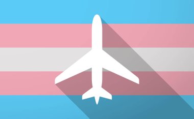 Uzun gölge trans cinsiyet bayrak bir uçakla