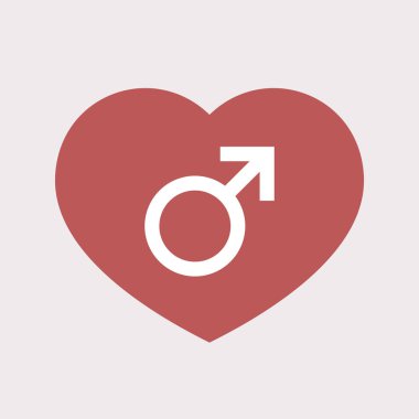 Erkek bir işareti ile izole kalp