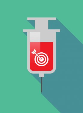 Uzun gölge şırınga ile bir dart tahtası