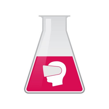 Gerçek bir sanal giyen bir erkek kafa ile izole kimyasal şişesi