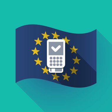 uzun bir dataphone simgesi ile gölge AB bayrağı