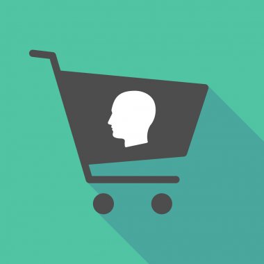 Alışveriş sepeti erkek kafası olan uzun gölge