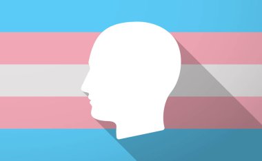 Uzun gölge trans cinsiyet bayrağı erkek bir kafa ile