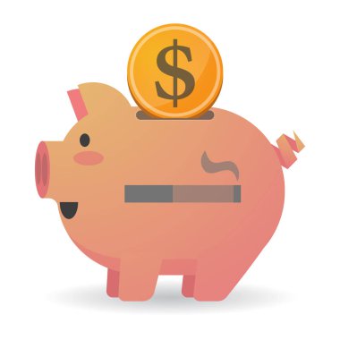 Bir sigara ile izole piggy banka