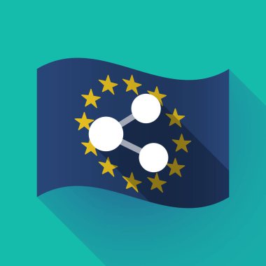 uzun gölge AB bayrağı bir ağ ile kayıt