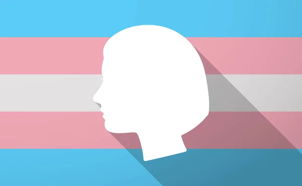 Dlouhý stín trans pohlaví vlajka s ženské hlavy — Stockový vektor