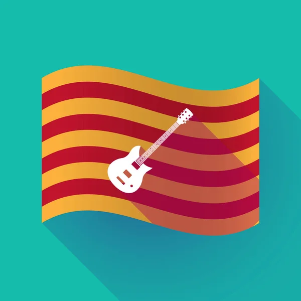 Lange schaduw Catalonië vlag met een elektrische gitaar — Stockvector